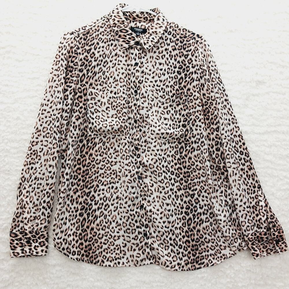 Blouse Button Up Leopard Mob Wife Wildcore Animal Grunge Office Fairy Y2K Size M